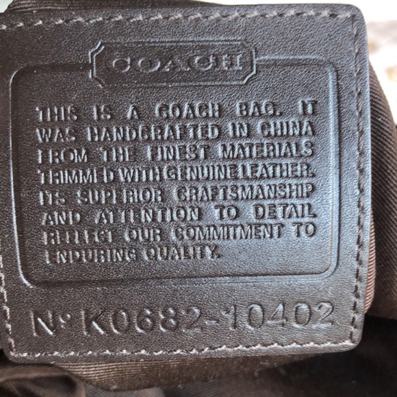 COACH Brown Leather & Signature Print Crossbody or Shoulder Bag, Brass Accents - Picture 10 of 13